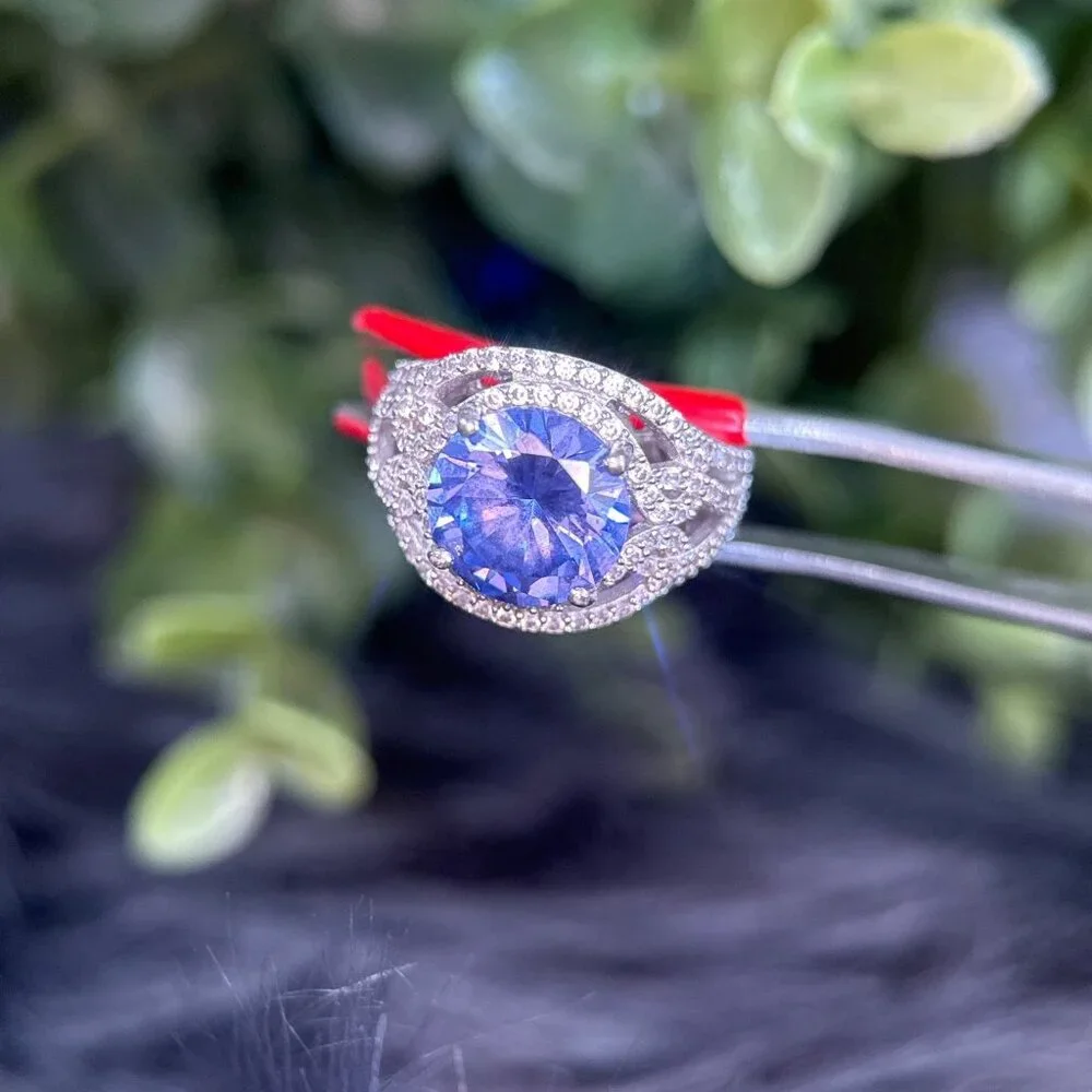Tanzanite Colored Stone‎ /Cz’s Silver 925 Ring